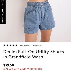 Madewell Utility Pull -On Jean shorts.